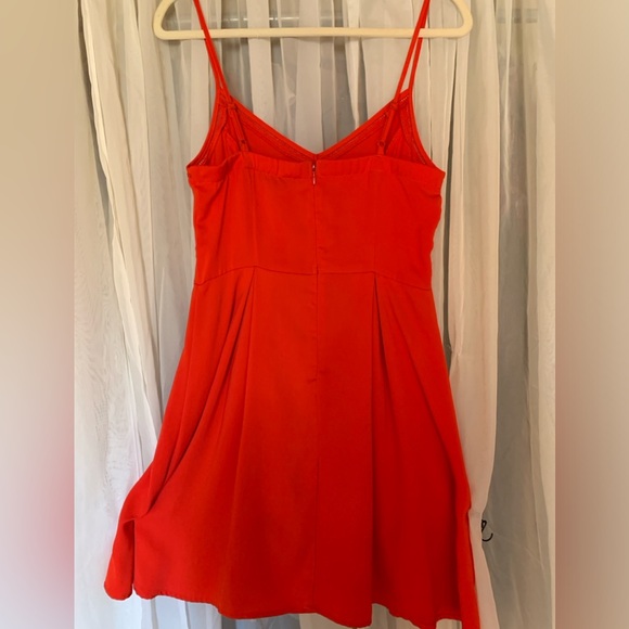 Dynamite, medium flare strap dress, colour orange red - Picture 3 of 7